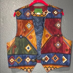 Vintage Tribal Colorful Geometric Pattern Vest